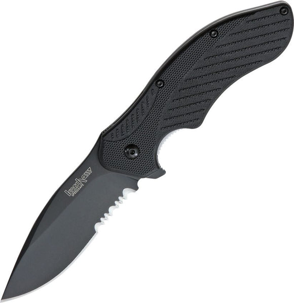 Kershaw Clash Assist Open Liner Lock Knife Black Half Serr. 8Cr13MoV Blade/Black Nylon Handle SKU 1605CKTST
