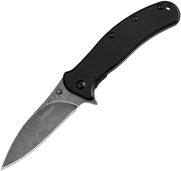 Kershaw Zing Assist Open Liner Lock Folding Knife Blackwash 8Cr13MoV Stainless Blade/Black G10 Handle SKU KS1730BWH3X