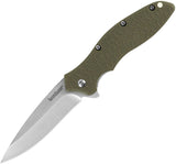 Kershaw Oso Sweet Assist Open Liner Lock Knife Satin Finish 8Cr13MoV Stainless Blade/Olive Textured GRN Handle SKU KS1830OL