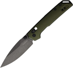 Kershaw Mini Iridium Dura Lock Knife Blackwash D2 Tool Steel Blade/OD Green Alum. Handle SKU KS2051OLBW