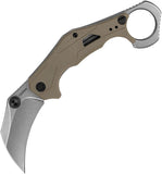 Kershaw Outlier Liner Lock Assist Open Karambit Knife Stonewash 8Cr13MoV Stainless Blade/Tan Nylon Handle SKU KS2064TANSW