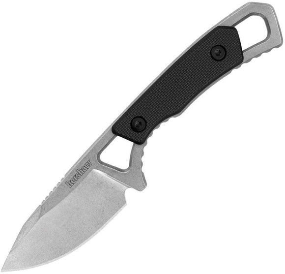 Kershaw Brace Fixed Blade Neck Knife w/Sheath Stonewash 8Cr13MoV Steel Blade/Black Nylon Handle SKU 2085/KS2085