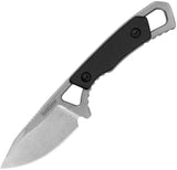 Kershaw Brace Fixed Blade Neck Knife w/Sheath Stonewash 8Cr13MoV Steel Blade/Black Nylon Handle SKU 2085/KS2085