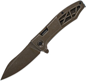 Kershaw Boilermaker Frame Lock Assist Open Knife Bronze PVD Coated 8Cr13MoV Steel Blade/Bronze PVD Coated Steel Handle SKU KS3475