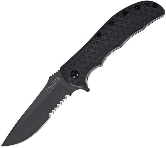Kershaw Volt II Assist Open Knife Black Half Serr. 8Cr13MoV Steel Blade/Black Handle SKU KS3650CKTST