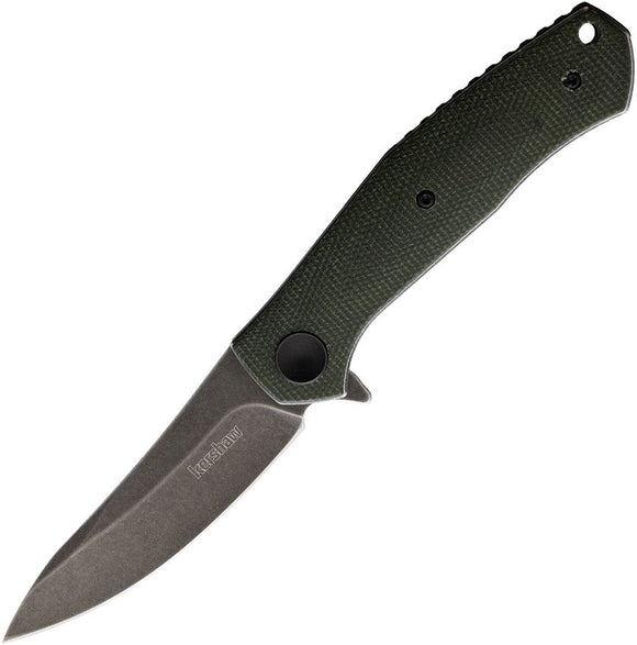 Kershaw Concierge Liner Lock Knife Blackwash D2 Tool Steel Blade/OD Green Micarta Handle SKU KS4020MCG