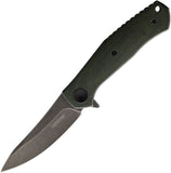 Kershaw Concierge Liner Lock Knife Blackwash D2 Tool Steel Blade/OD Green Micarta Handle SKU KS4020MCG