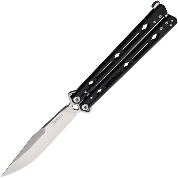 Kershaw Lucha Balisong Butterfly Knife Sandvik 14C28N Steel Blade/ Black Bead Blasted Handle SKU KS5150BLK
