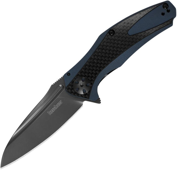 Kershaw Natrix Sub Frame Lock Knife Black TiNi Coated 8Cr13MoV steel Blade/Blue G10 Handle with Carbon Fiber Inlay SKU KS7007CFX