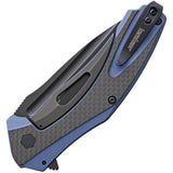 Kershaw Natrix XL Sub-Frame Lock Knife Black Oxide Coated 8Cr13MoV Stainless Blade/Blue G10 Handle with Carbon Fiber Inlay SKU KS7008CFBLK