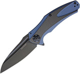 Kershaw Natrix XL Sub-Frame Lock Knife Black Oxide Coated 8Cr13MoV Stainless Blade/Blue G10 Handle with Carbon Fiber Inlay SKU KS7008CFBLK