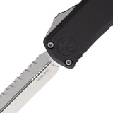 Microtech Mini Hera II Auto OTF Knife D/E Stonewash Serr. Bohler M390MK Stel Blade/Black Alum. Handle SKU MCT1702M12