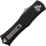 Microtech Mini Hera II Auto OTF Knife 30th Anniversary Stonewash Bohler M390MK Steel Blade/Black Alum. Handle SKU MCT1703M1030