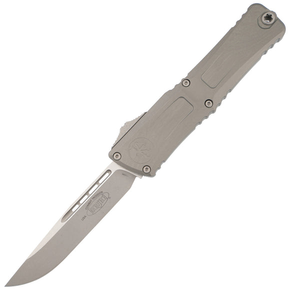 Microtech Combat Troodon Gen III Auto OTF Knife S/E Apocalyptic M390MK Steel Blade/Natural Clear 6061-T6 Alum. Handle SKU 1143-10APNC