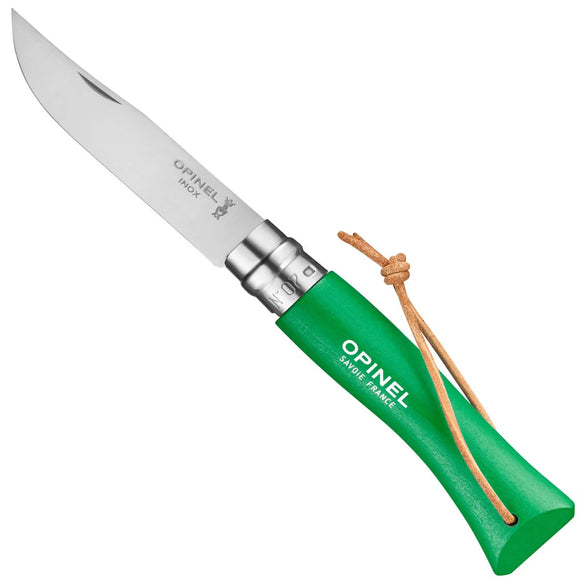 Opinel No. 7 Colorama Green Stainless Steel Pocket Knife w/Lanyard SKU 002210