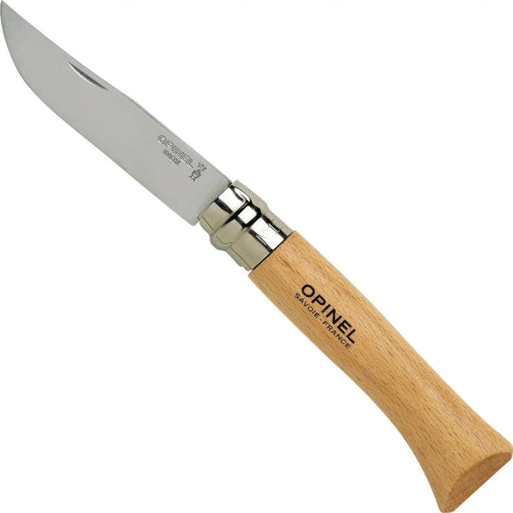 Opinel No.10 Stainless Steel Folding Knife Beechwood Handle SKU 123100