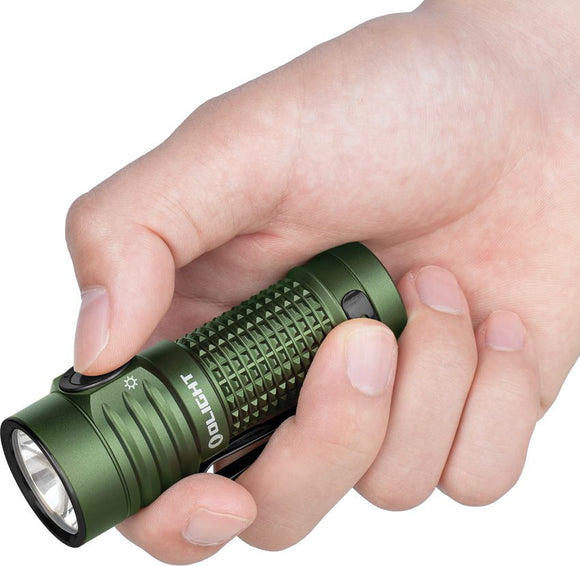 Olight Baton Turbo Water-Resistant Rechargeable Flashlight OD Green Aluminum Body SKU OLTBTNTURBOODG