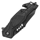 Wartech Spring Assist Tactical Rescue Knife Black 3CR13 Steel Blade/Black Handle SKU PWT130BK
