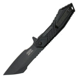 Wartech Spring Assist Folding Knife Black 3CR13 Stainless-Steel Blade/Black Textured Handle SKU PWT134BK