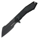 Wartech Spring Assist Folding Knife Black 3CR13 Stainless-Steel Blade/Black Textured Handle SKU PWT134BK