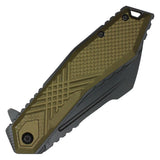 Wartech Spring Assist Folding Knife Black 3CR13 Stainless-Steel/Desert Green Textured Handle SKU PWT134DE