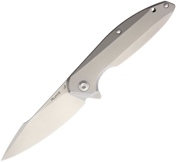 Ruike P128-SF Frame Lock Knife Bead Blast 14C28N Stainless-Steel Blade/420 Stainless-Steel Handle SKU RKEP128SF