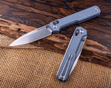 Reel Steel Perix Crossbar Lock Knife Stonewash Finish Nitro V Steel Blade/Denim Micarta Handle SKU RS7121DM