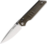 Real Steel Sacra Slide Lock Knife Stonewash Bohler K110 Stainless-Steel Blade/Green Canvas Micarta Handle SKU RS7711G