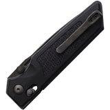 Real Steel Sacra TAC Crossbar Lock Knife Black PVD Coated Half Serr. K110 Tool Steel Blade/Black Textured G10 Handle