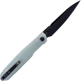 Real Steel G5 Metamorph Button Lock Knife Black PVD Coated 14C28N Sandvik Stainless Blade/Jade G10 Handle SKU RS7832N