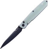 Real Steel G5 Metamorph Button Lock Knife Black PVD Coated 14C28N Sandvik Stainless Blade/Jade G10 Handle SKU RS7832N