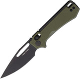 Real Steel Vis Crossbar Lock Knife Black PVD Coated 12C27N Stainless-Steel Blade/OD Green G10 Handle SKU RS8051GB