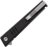 Real Steel Kikashi Liner Lock Knife Stonewash 14C28N Sandvik Stainless-Steel Blade/Black Laminated Carbon Fiber Handle SKU RS8071CS