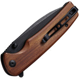 SENCUT Sachse Button Lock Knife Black 9Cr18MoV Steel Blade/Guibourtia Wood Handle SKU S210076