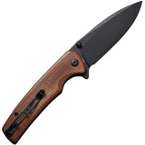 SENCUT Sachse Button Lock Knife Black 9Cr18MoV Steel Blade/Guibourtia Wood Handle SKU S210076