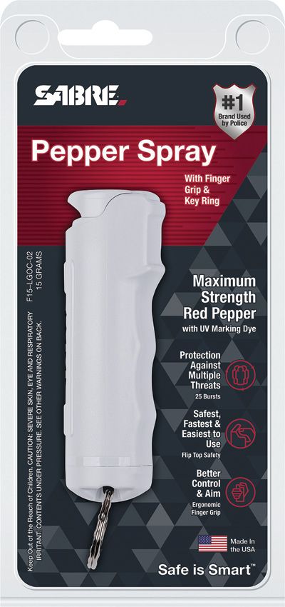 Sabre Gel Flip Top Pepper Spray Keyring Gray SKU SA15378