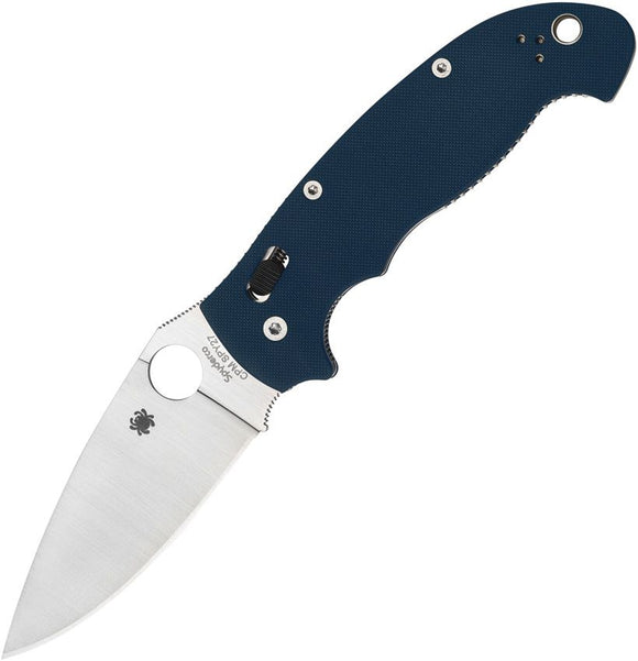 Spyderco Manix 2 XL Ball Bearing Lock Knife Satin Finish CPM SPY27 Steel Blade/Cobalt Blue G10 Handle SKU SC95GPCBL2