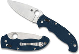 Spyderco Manix 2 XL Ball Bearing Lock Knife Satin Finish CPM SPY27 Steel Blade/Cobalt Blue G10 Handle SKU SC95GPCBL2