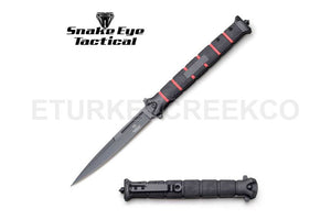 Snake Eye Tactical 6" Stiletto Style Spring Assist Knife Black 3CR13 SS/Black & Red Handle SKU SE-1265RD