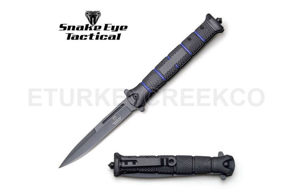 Snake Eye Tactical Stiletto Style Spring Assist Knife SKU SE-1265SBL