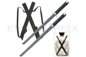 Snake Eye Tactical Twin Ninja Swords w/ Nylon Sheath Shoulder Strap SKU: SE-1456