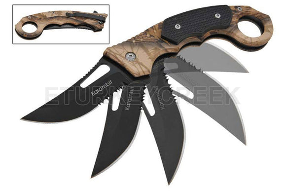 Karambit Assist Open Knife Leaf Camo SKU SE-480BC