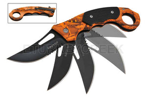 Karambit Assist Open Knife Orange Camo SKU SE-480OC