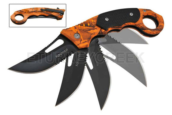 Karambit Assist Open Knife Orange Camo SKU SE-480OC