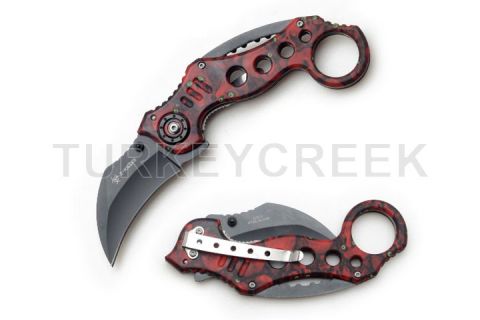 Z Killer Skull Karambit Tactical Spring Assist Knife SKU SE-952RDSC