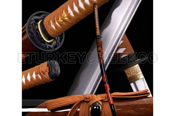 Snake Eye Warrior Classic Handmade Samurai Katana T10 Steel/Faux Ray Skin Handle w/Stand SKU SET10-1915