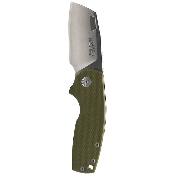 SOG Stout FLK Frame Lock Flipper Knife Cleaver Blade Green SKU 14-03-11-57