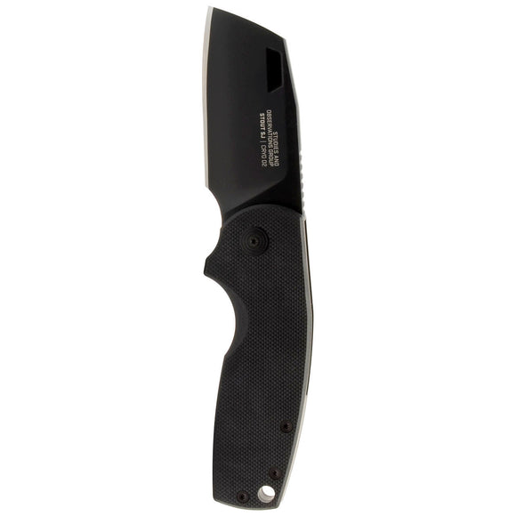 SOG Stout SJ Blackout Slipjoint Folding Knife D2 Black Cleaver Blade SKU 16-03-07-57