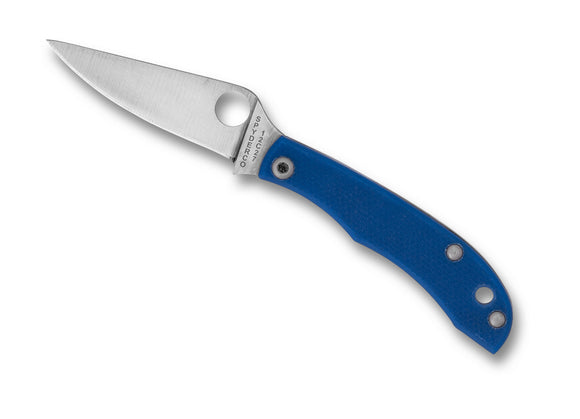 Spyderco HoneyBee Mini Slip Joint Knife 12c27 Stainless-Steel Blade/Blue G10 Handle SKU C137GBLP