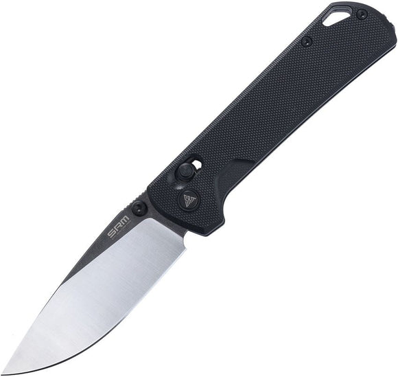 SRM Knives 168L Ambi Lock Knife Two-Tone Finish D2 Tool Steel Blade/Black G10 Handle SKU SRM168LGB2